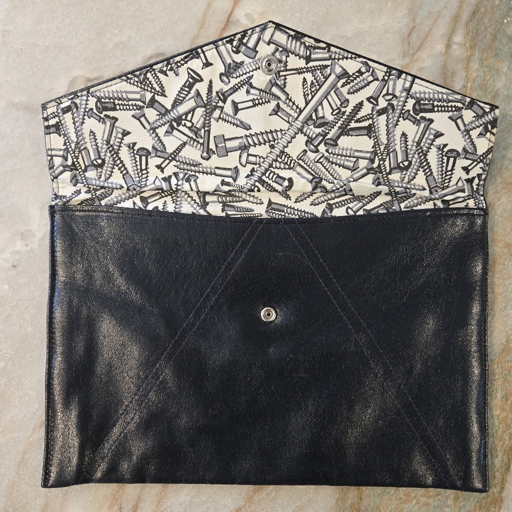 Vintage Clutch Bag Lined With Screw Pattern